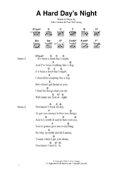 she loves you chords|hard days night chords.